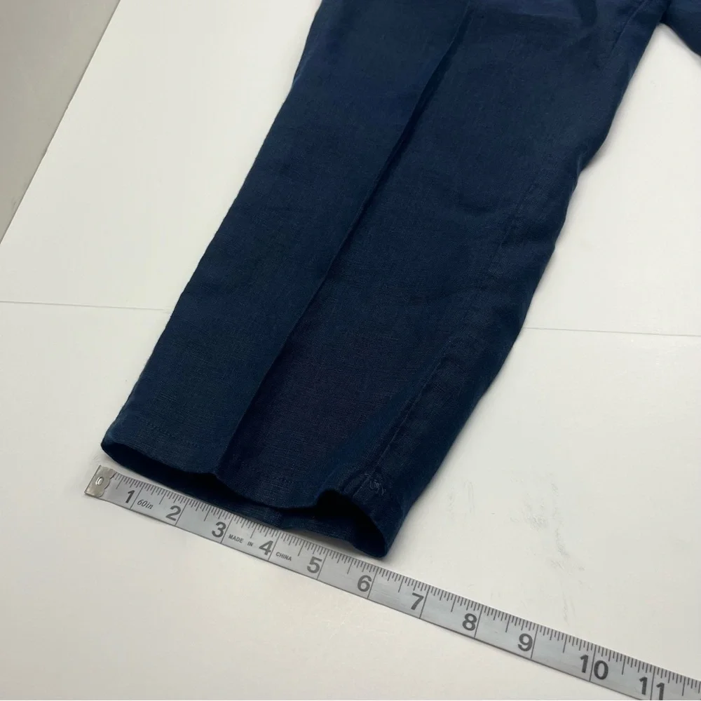 J. Jill Love‎ Linen Cropped Pants Womens Large Petite Navy Blue Pull On Pockets - Picture 11 of 13